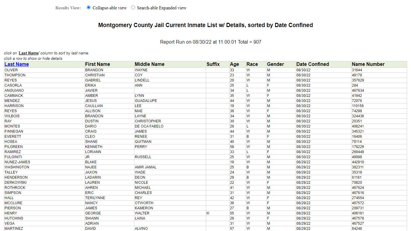 Jail Roster - Montgomery County, Texas