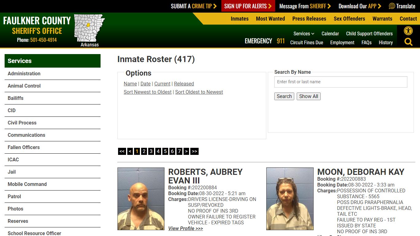 Inmate Roster - Current Inmates Booking Date Descending - Faulkner ...